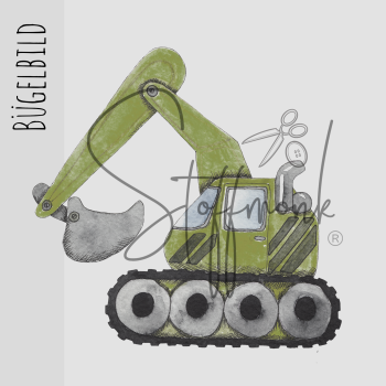 Bügelbild - Bagger grün
